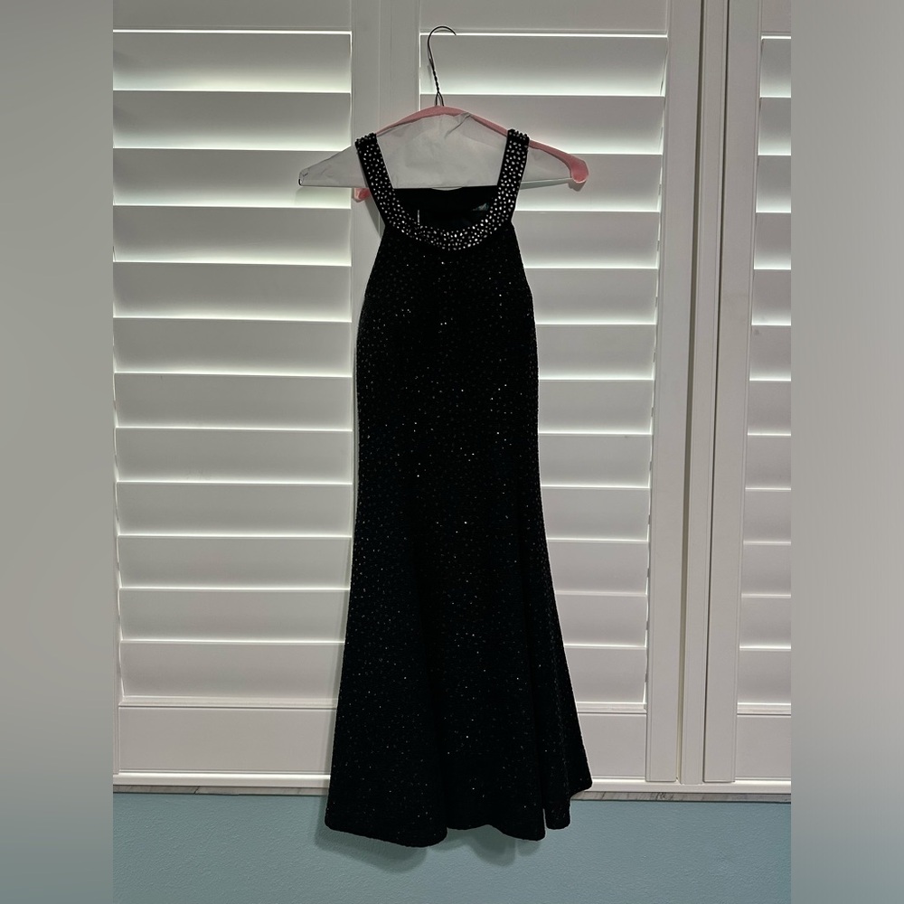 black sparkly dress with beaded features